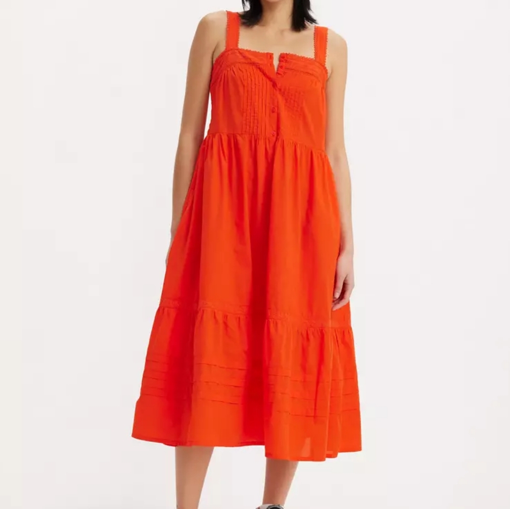 Levi's Cici Midi Dress Cotton Red Sz M NWT
